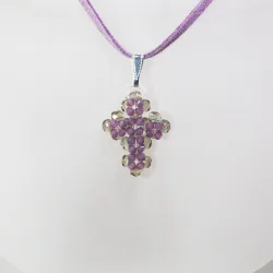 Pendant 40cm - Trevina-Mauve Suedine - Pendant 40cm - Laiton argenté